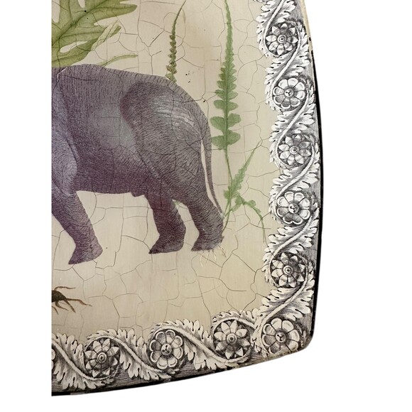 Vintage Pell Mell Palm Beach Elephant Decoupage Plate | Safari Botanical Decor - Picture 3 of 5